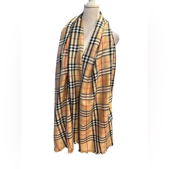 Burberry London wide check cashmere scarf - Picture 1 of 9
